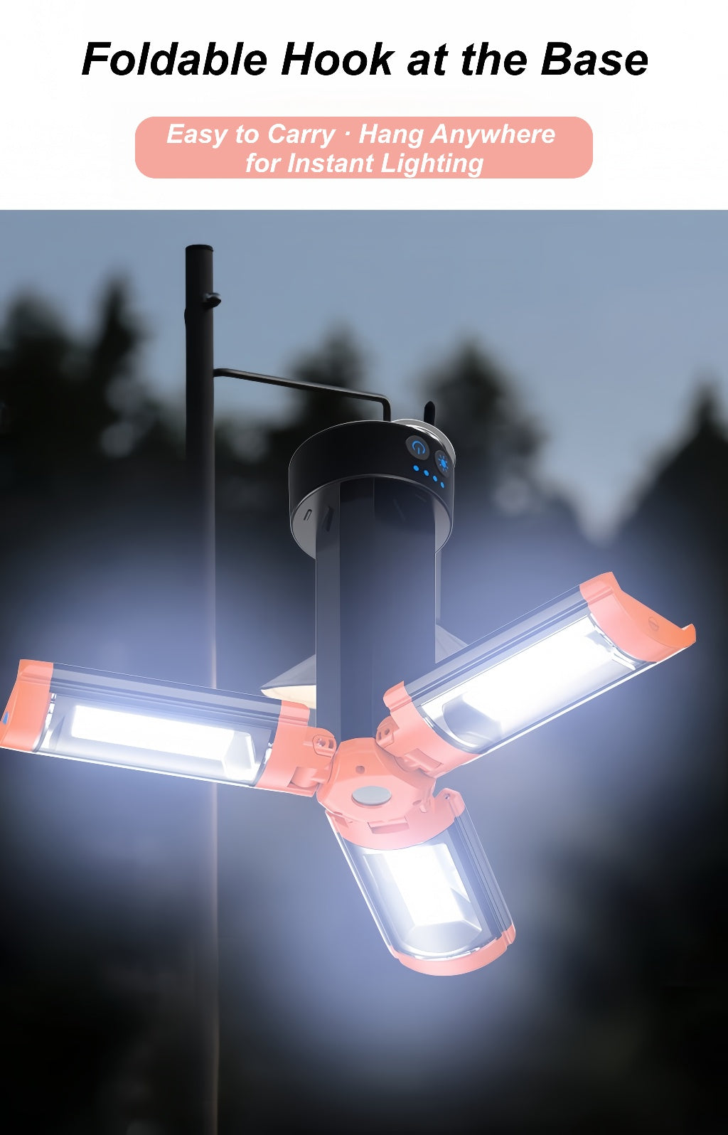 Multifunctional Camping Lantern with Tripod Stand, 9000mAh Power Bank, Magnetic Base & Dual Light Modes