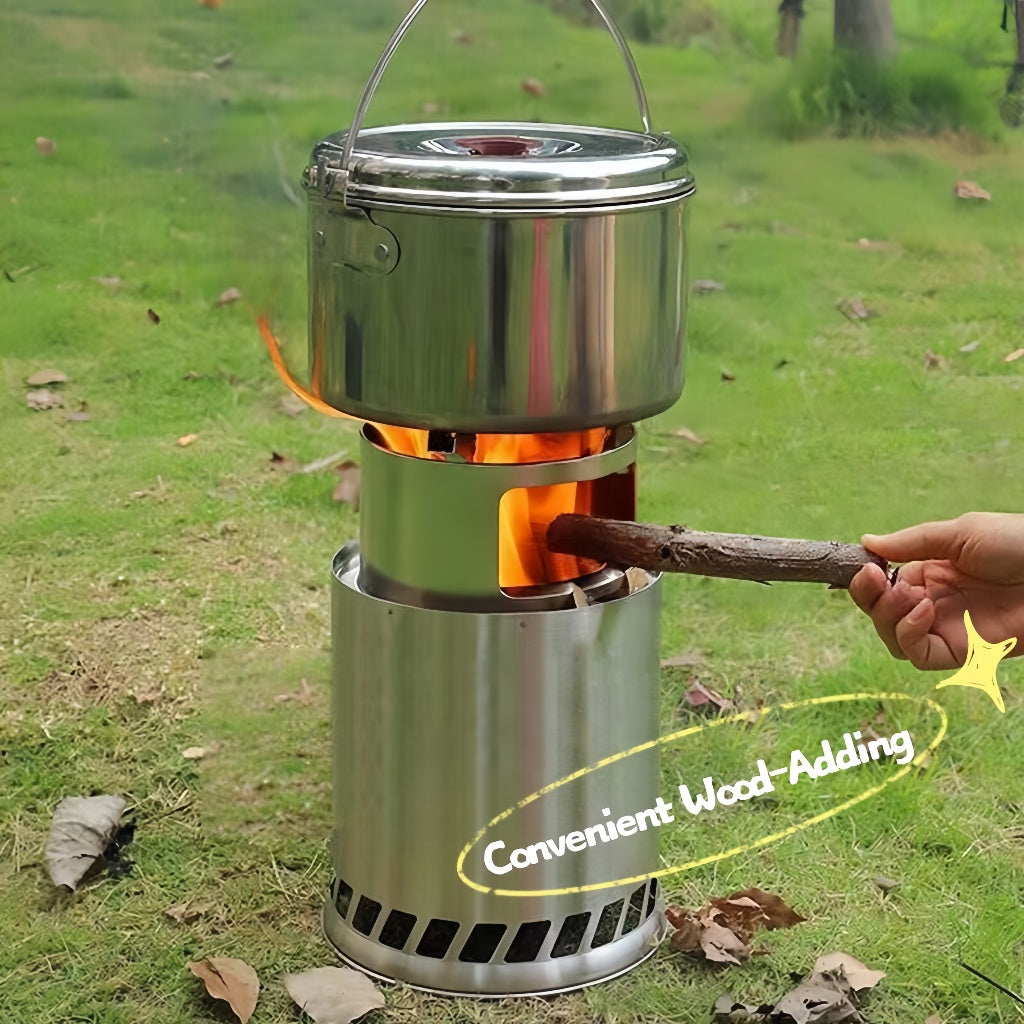 Portable Folding Camping Wood Stove – Easy to Ignite, Smokeless Burning, with Storage Bag