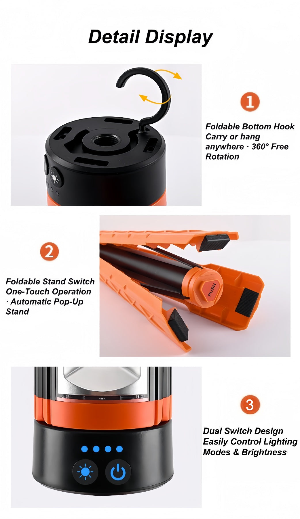 Multifunctional Camping Lantern with Tripod Stand, 9000mAh Power Bank, Magnetic Base & Dual Light Modes
