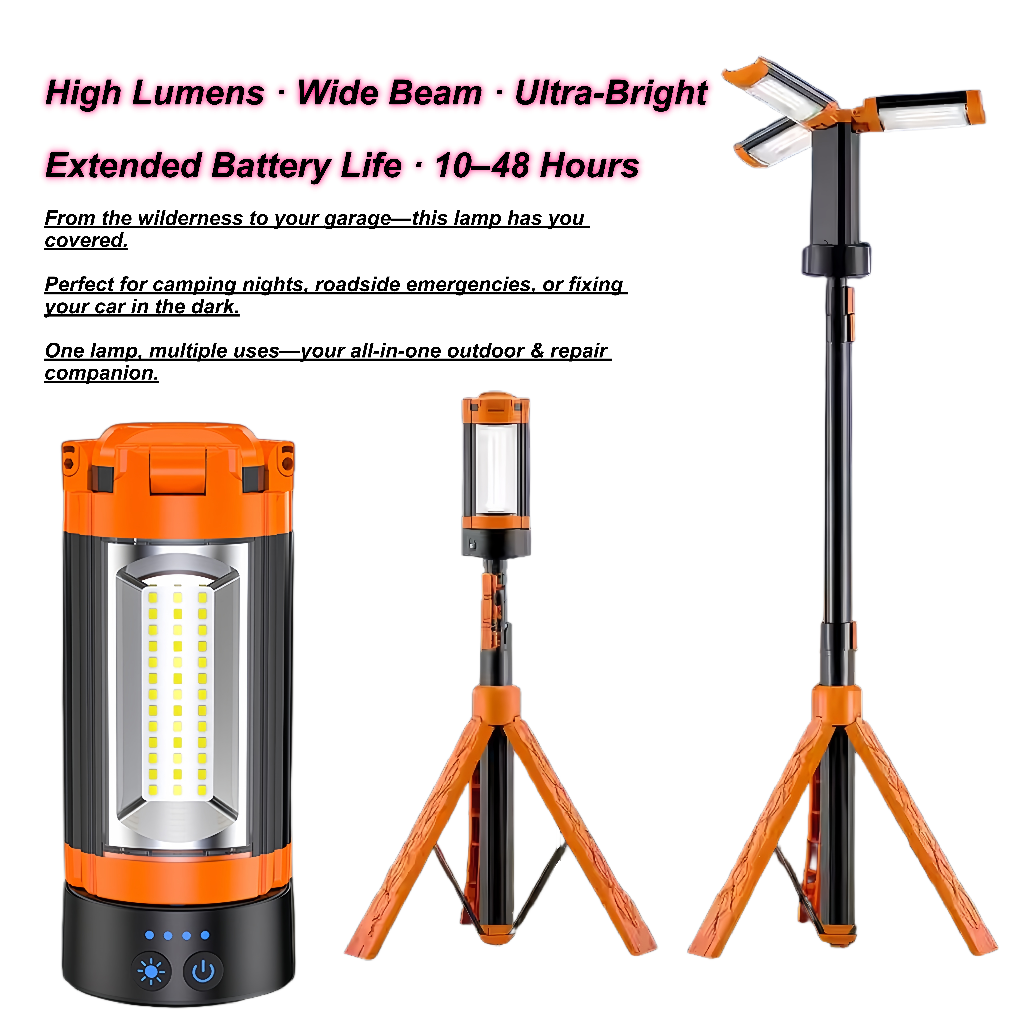 Multifunctional Camping Lantern with Tripod Stand, 9000mAh Power Bank, Magnetic Base & Dual Light Modes