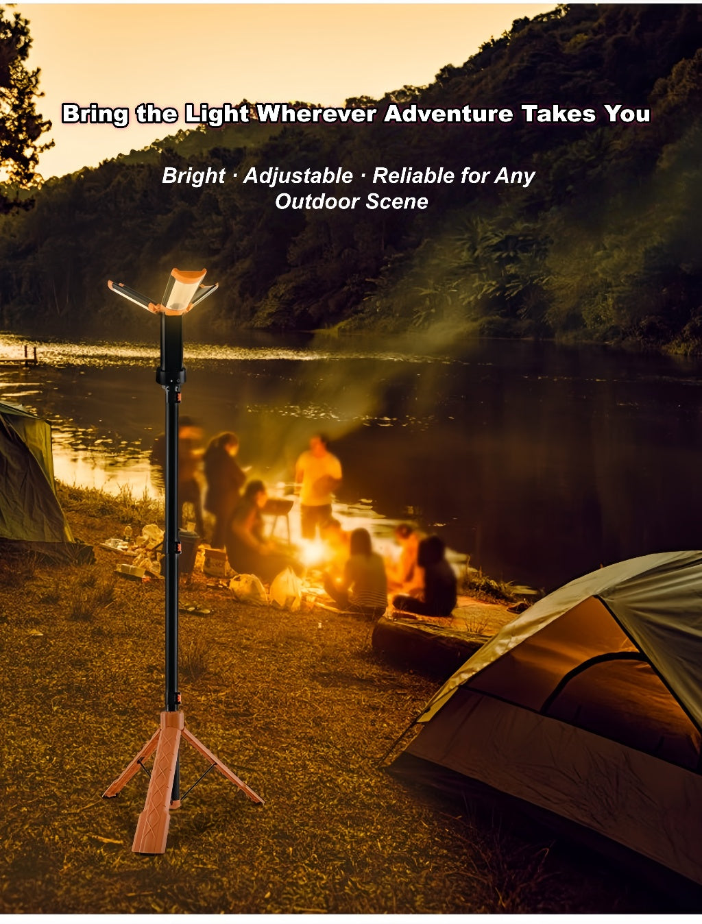 Multifunctional Camping Lantern with Tripod Stand, 9000mAh Power Bank, Magnetic Base & Dual Light Modes