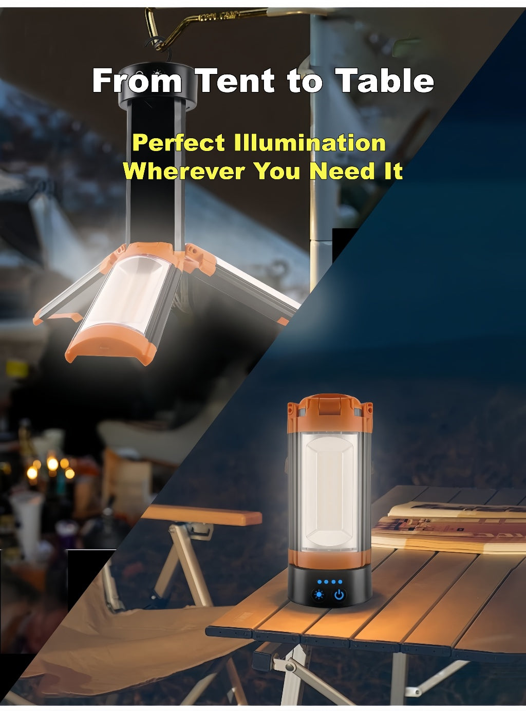 Multifunctional Camping Lantern with Tripod Stand, 9000mAh Power Bank, Magnetic Base & Dual Light Modes