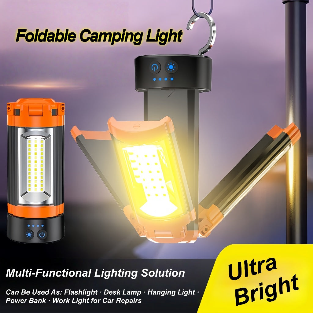 Multifunctional Camping Lantern with Tripod Stand, 9000mAh Power Bank, Magnetic Base & Dual Light Modes