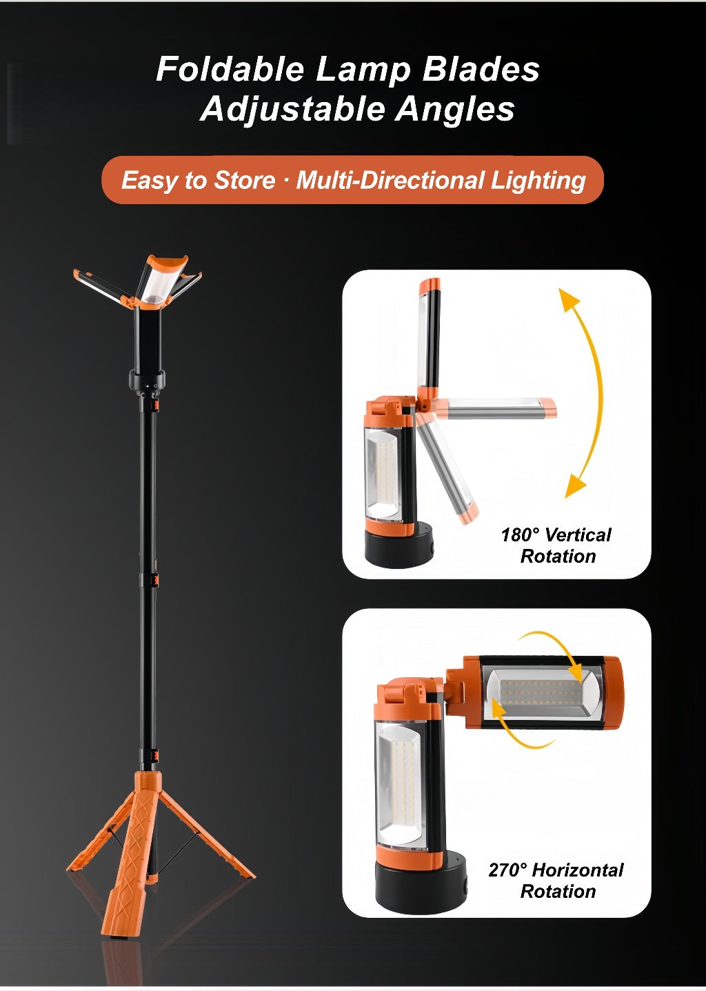 Multifunctional Camping Lantern with Tripod Stand, 9000mAh Power Bank, Magnetic Base & Dual Light Modes