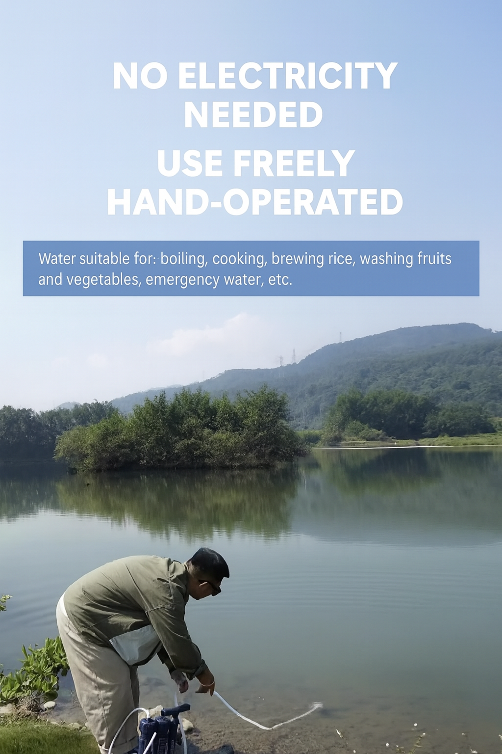 Meena Outdoor Hand Pump Water Filter β Portable Survival Purifier with PP Cotton, Carbon & Ultrafiltration β 1.5L/min Flow, 3000L Capacity, Camping & Emergency Use