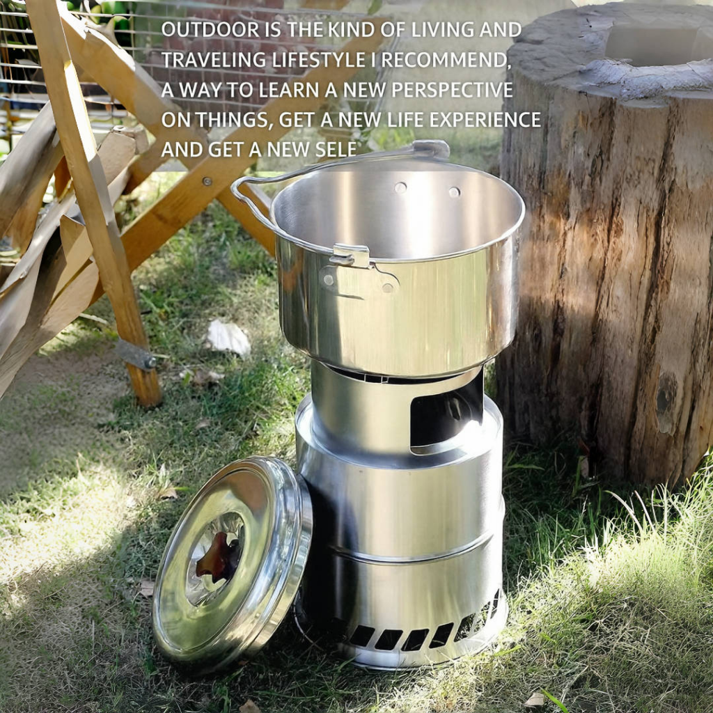 Portable Folding Camping Wood Stove – Easy to Ignite, Smokeless Burning, with Storage Bag