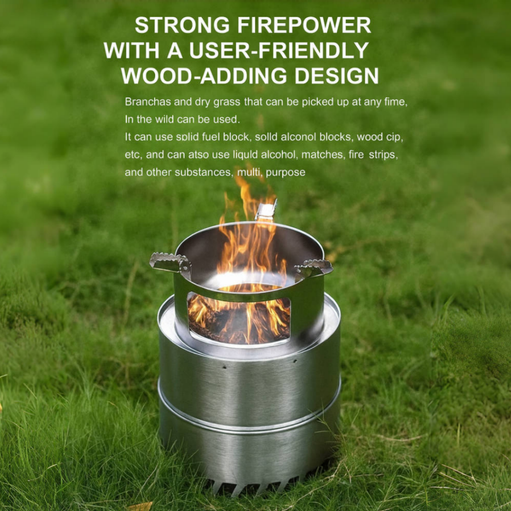 Portable Folding Camping Wood Stove – Easy to Ignite, Smokeless Burning, with Storage Bag