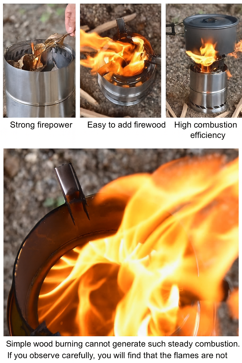 Portable Folding Camping Wood Stove – Easy to Ignite, Smokeless Burning, with Storage Bag