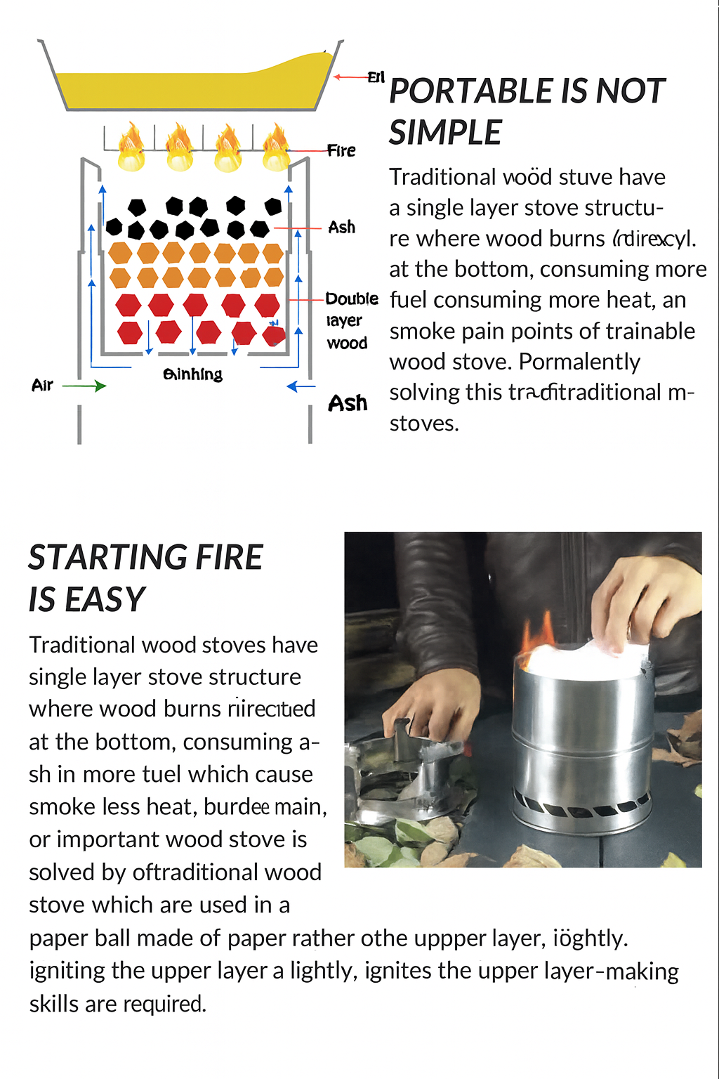 Portable Folding Camping Wood Stove – Easy to Ignite, Smokeless Burning, with Storage Bag