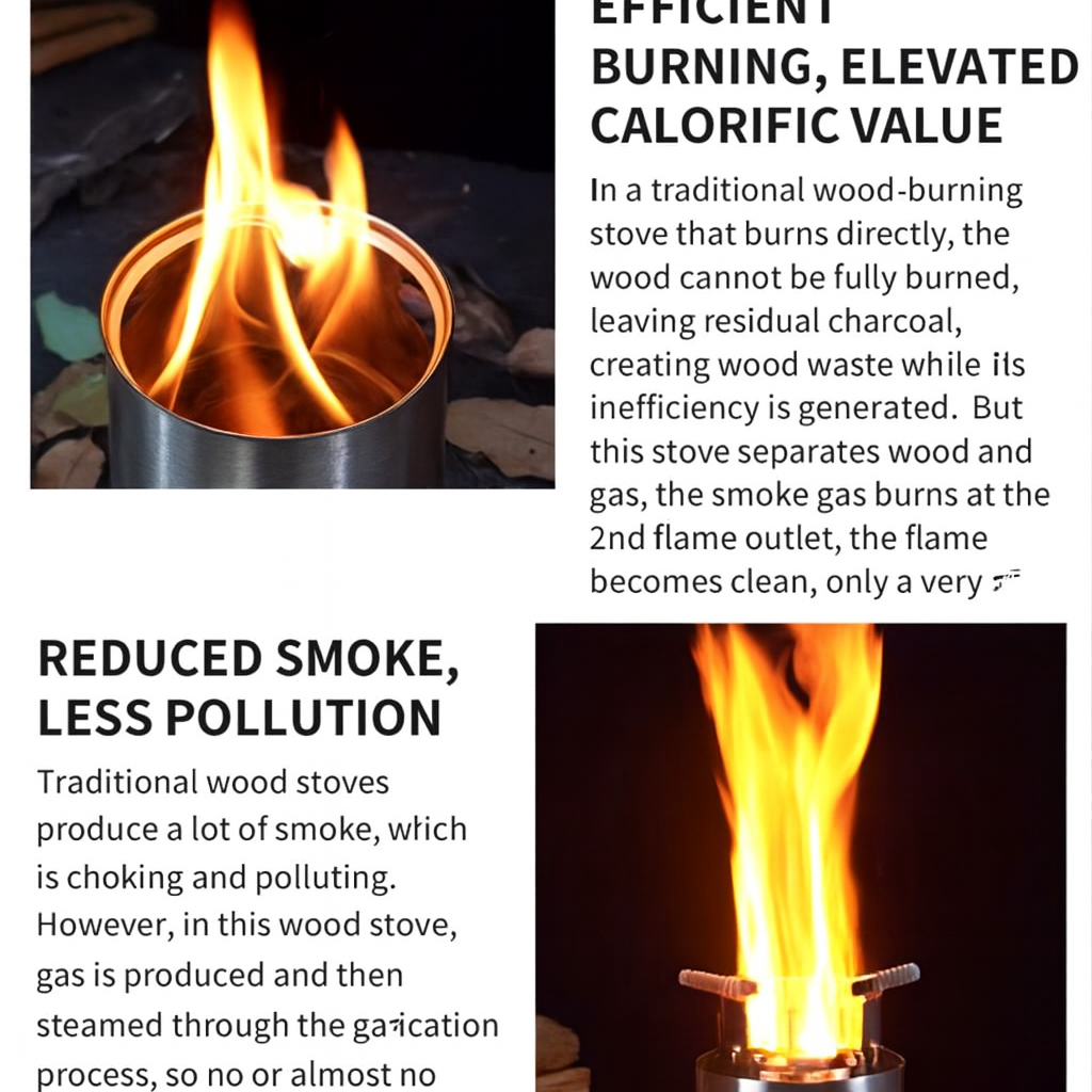 Portable Folding Camping Wood Stove – Easy to Ignite, Smokeless Burning, with Storage Bag