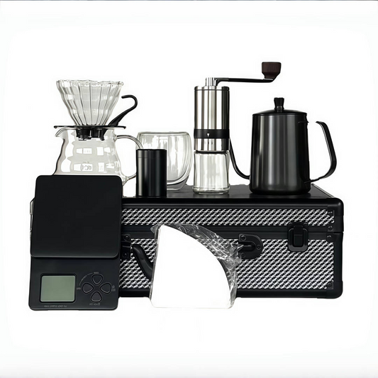 Portable Outdoor Pour Over Coffee Maker Kit with Knitted Fabric Gift Bag – Travel & Camping Coffee Gift Set for Coffee Lovers